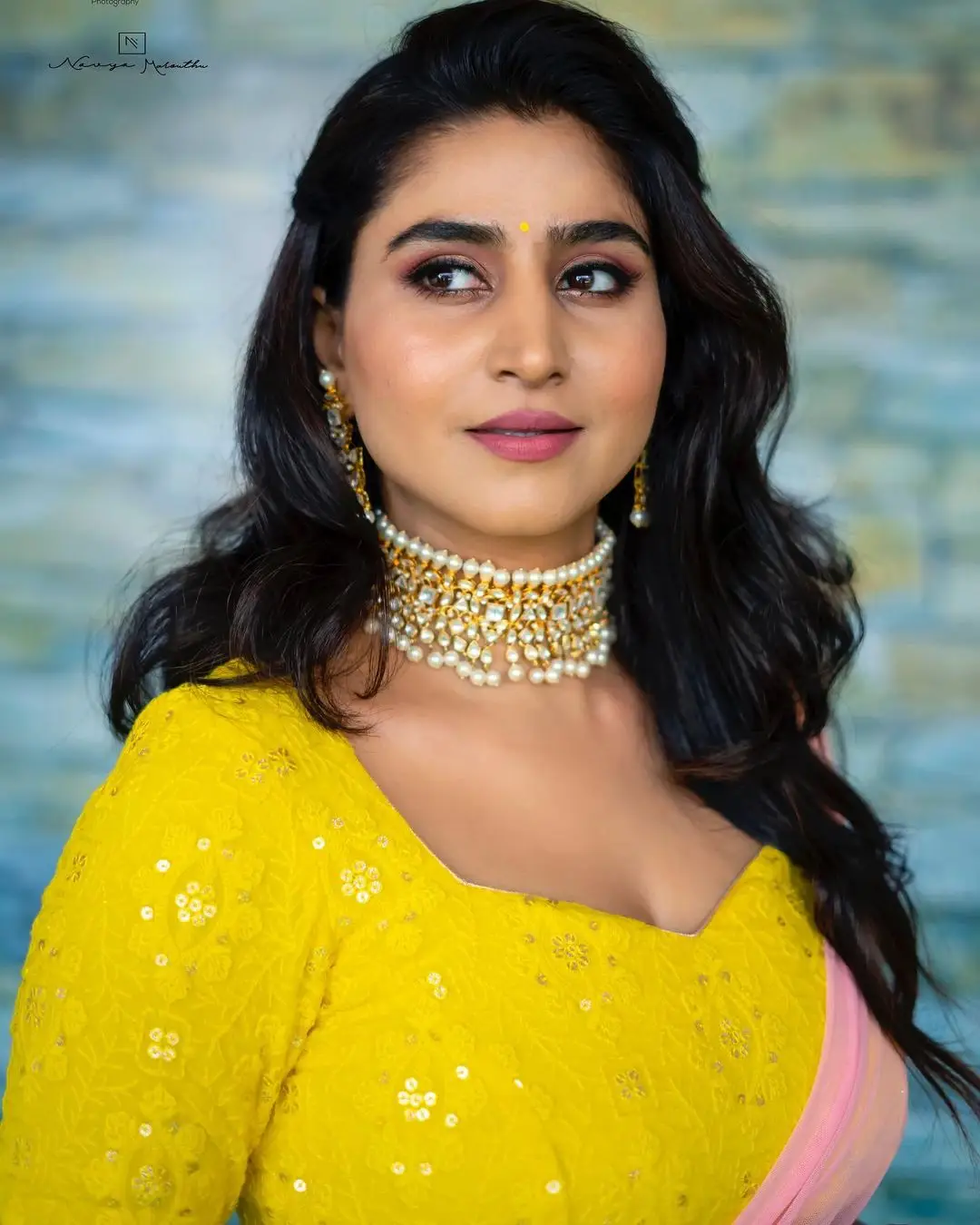 Varshini Sounderajan Wearing Yellow Lehenga Choli